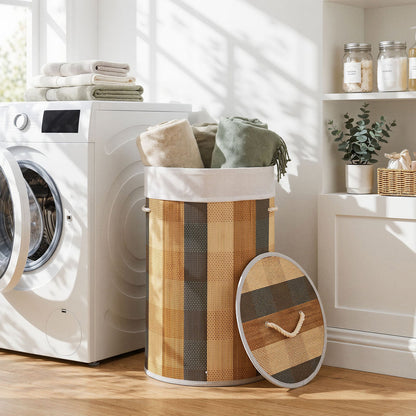 50 L 3-handle Laundry Hamper with Removable and Machine-Washable Liner for Blankets-Multicolor