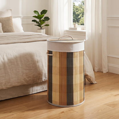 50 L 3-handle Laundry Hamper with Removable and Machine-Washable Liner for Blankets-Multicolor
