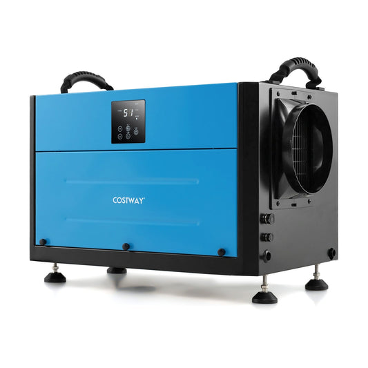 50/70L/Day Industrial Dehumidifier with Pump and Drain Hose-Blue-70L