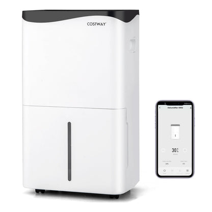 Portable 50L/Day Dehumidifier with App and Wifi for Home Damp-White