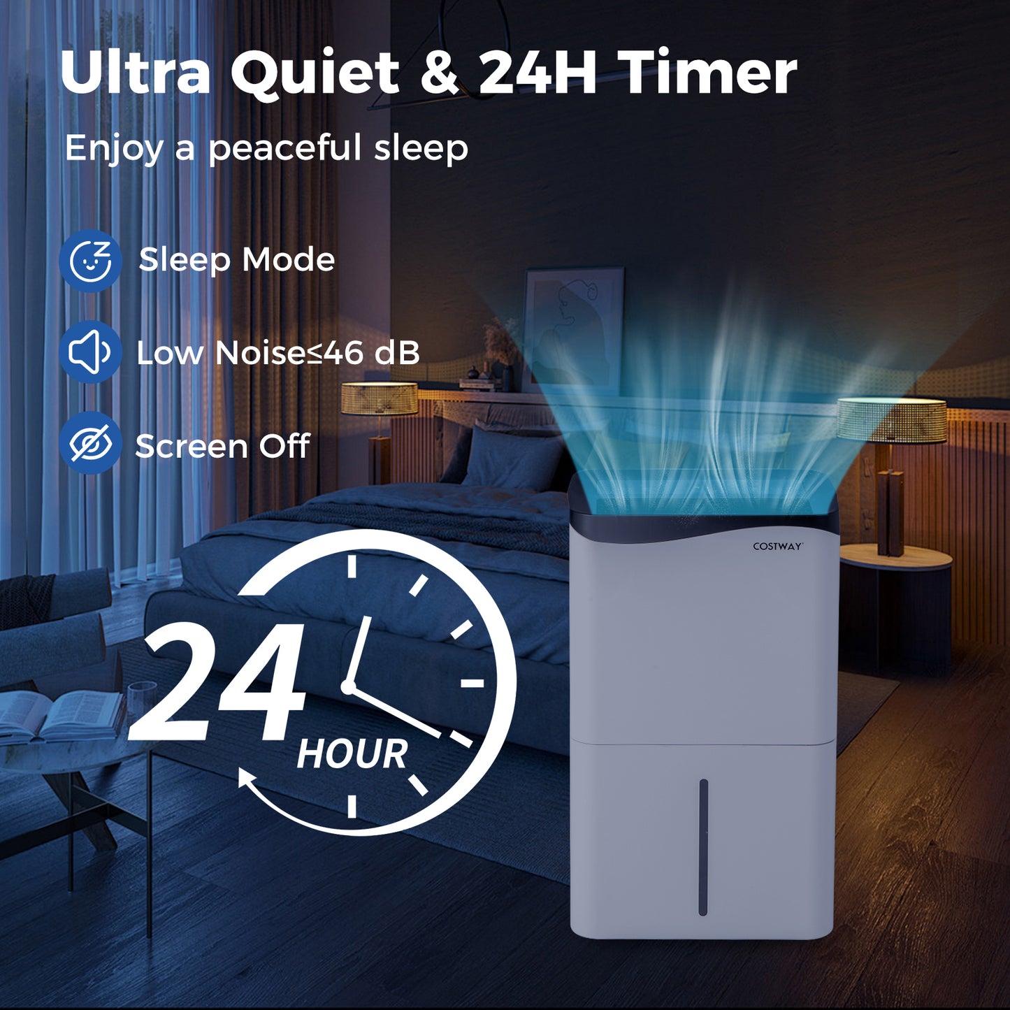 Portable 50L/Day Dehumidifier with App and Wifi for Home Damp-White