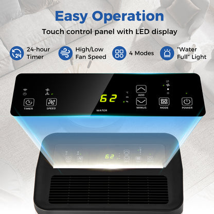 Portable 50L/Day Dehumidifier with App and Wifi for Home Damp-White