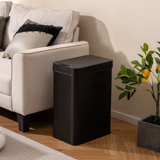 50L Slim Kitchen Trash Can with Wing Lids-Black