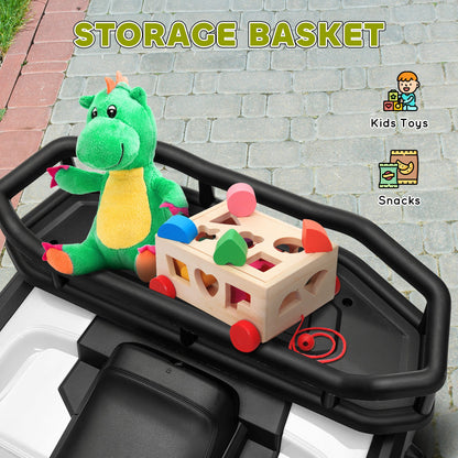 AIYAPLAY 12V Kids Electric Ride on ATV, Battery-Powered Quad Bike w/ Spring Suspension, Forward Backward, Storage Basket, Green