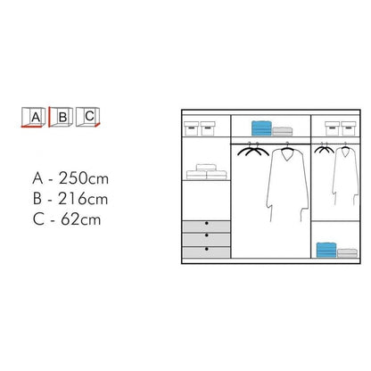 Chicago II 3 Door Sliding Door Wardrobe 250cm - Walnut