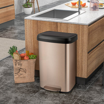 50 L Stainless Steel Step Trash Can with Deodorizer Compartment-Rose Gold