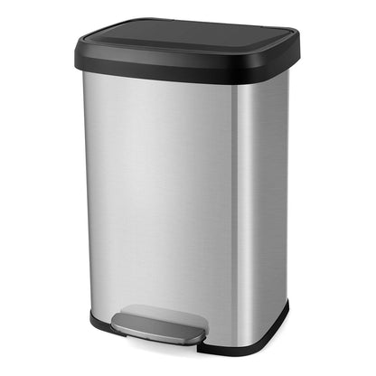 50 L Stainless Steel Step Trash Can with Deodorizer Compartment-Silver
