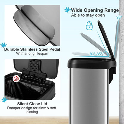 50 L Stainless Steel Step Trash Can with Deodorizer Compartment-Silver