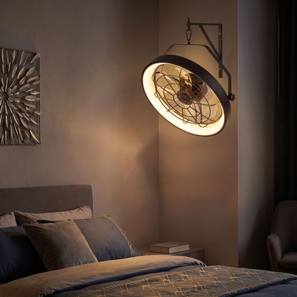 50cm Wall Mounted Fan with 3CCT Dimmable LED Light and Memory Function for Living Room-Black
