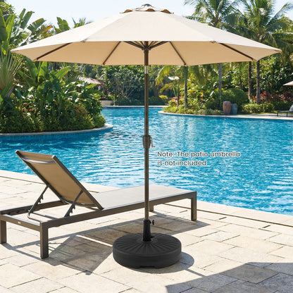 51 CM Round Patio Umbrella Base Fillable Stand with 2 Couplers-Black