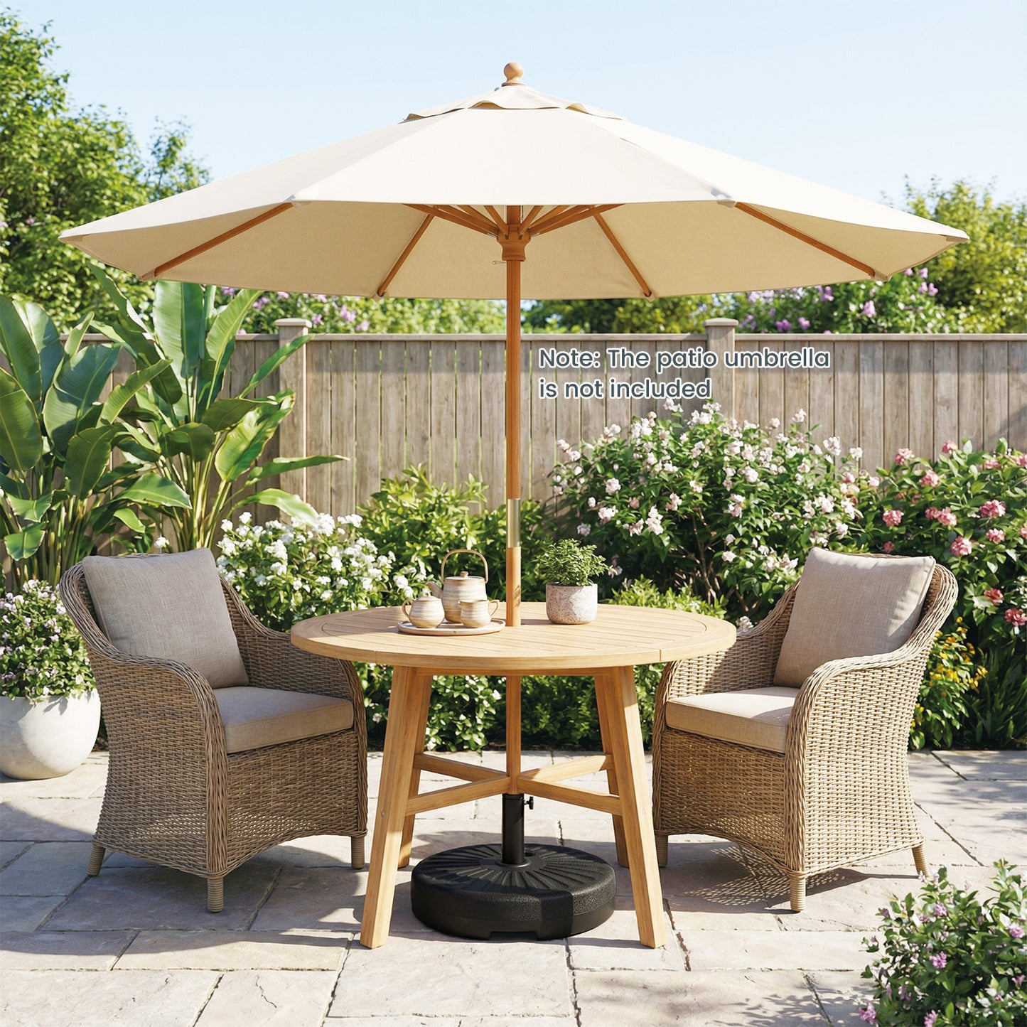 51 CM Round Patio Umbrella Base Fillable Stand with 2 Couplers-Black
