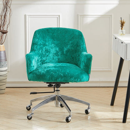 Velvet Upholstered Wheeled Swivel Office Chair