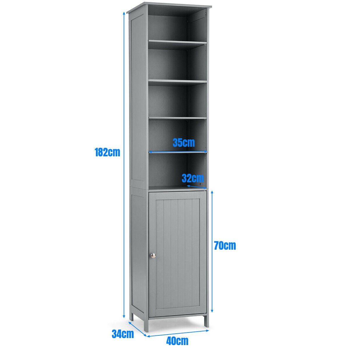 7-Tier Tall Freestanding Cabinet-Grey