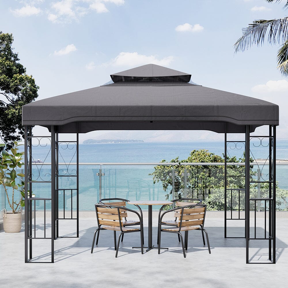 6x3M Premium Iron Pergola with Retractable Canopy and Mesh Screens