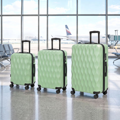 HOMCOM 3-Piece Suitcase Set, Hard Shell Carry On & Checked Luggage Set with TSA Lock, 20/24/28 Inch, Green