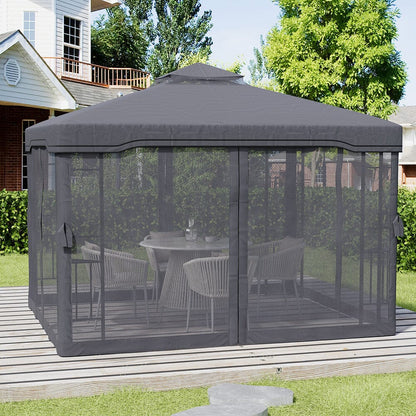 6x3M Premium Iron Pergola with Retractable Canopy and Mesh Screens