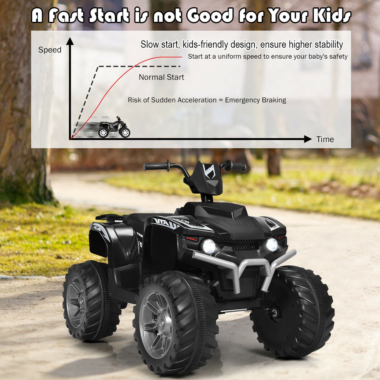 12v Electric Kids Ride On ATV / Quad Bike-Black