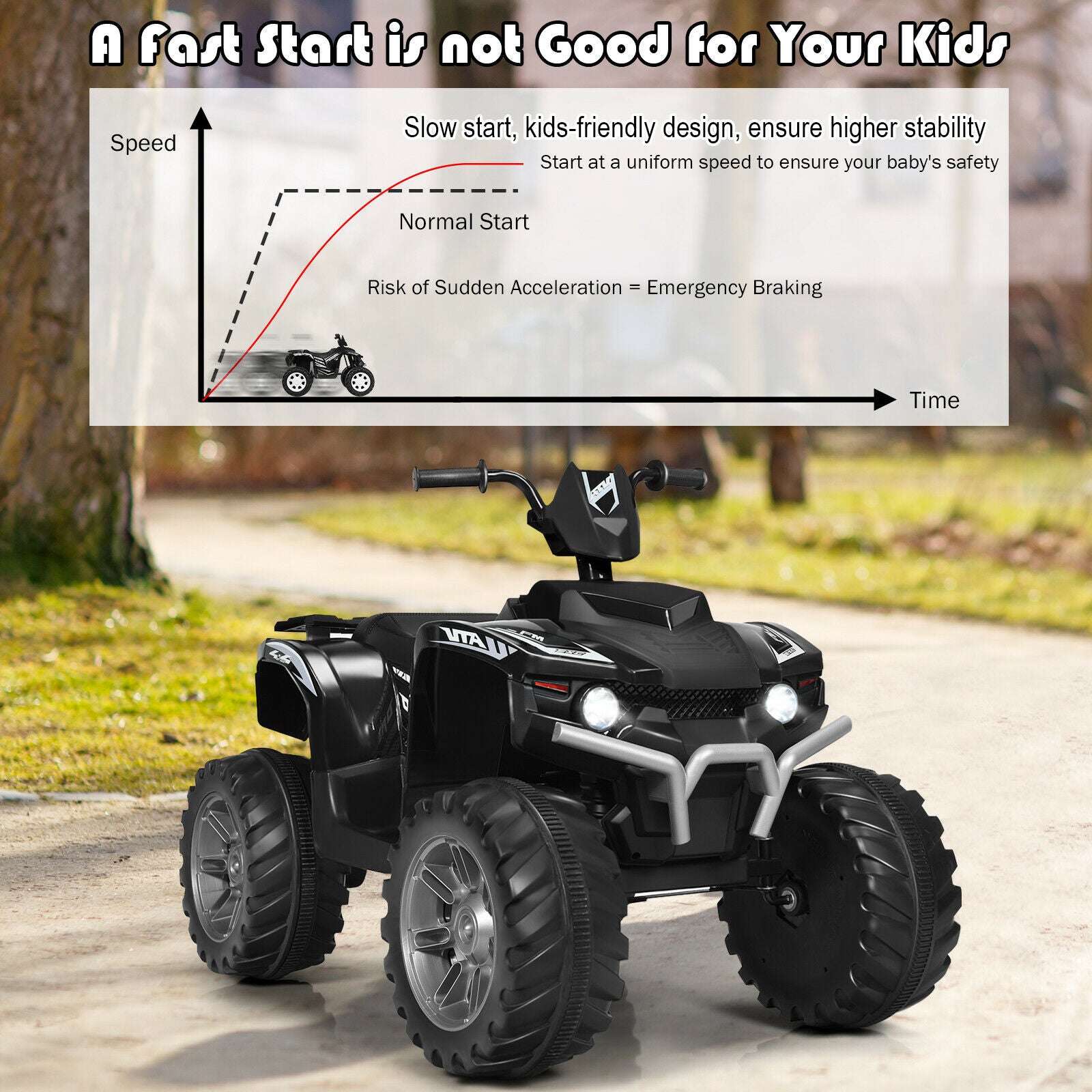 12v Electric Kids Ride On ATV / Quad Bike-Black