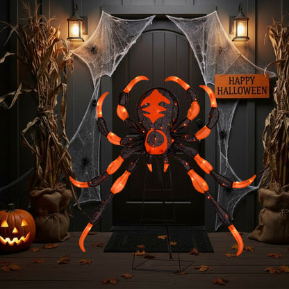 52inch Halloween Spider Decoration with 16 Flickering Warm White LEDs 64 Orange LEDs