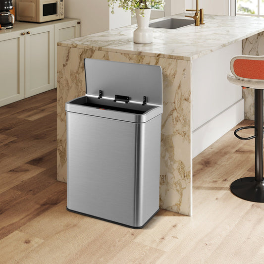 53L Automatic Trash Can with Lid-Silver