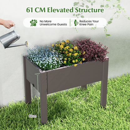 53L Raised Bed Grow Box with Water Level Monitor and Drainage Hole-Coffee