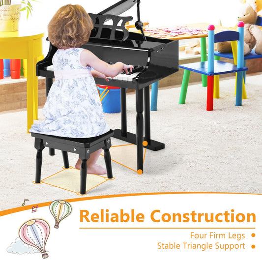 30 Keys Kids Piano Toy with Stool and Music Stand-Black