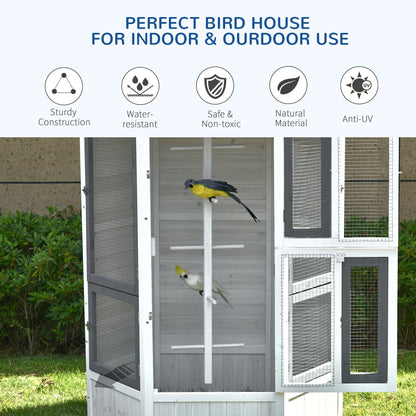 PawHut Bird Aviary House Cage for Budgie Canary Cockatiel Indoor Outdoor 125x125x183cm