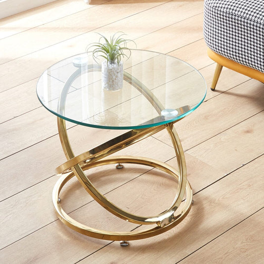 Tempered Glass Top Round Coffee Table for Living Room