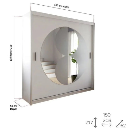 خزانة ملابس بباب انزلاقي مع مرآة من سيركولو - رمادي