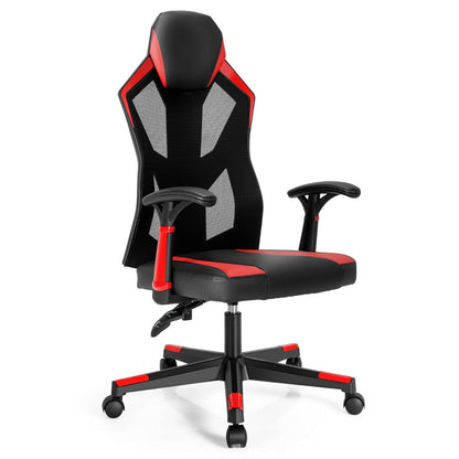 Racing Style Gaming Chair with Adjustable Back Height-Red