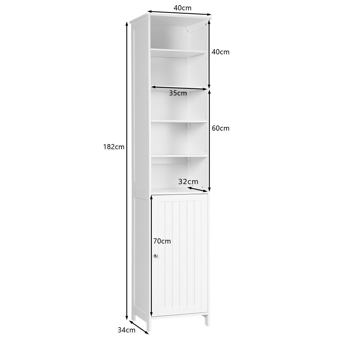 7-Tier Tall Freestanding Cabinet-White