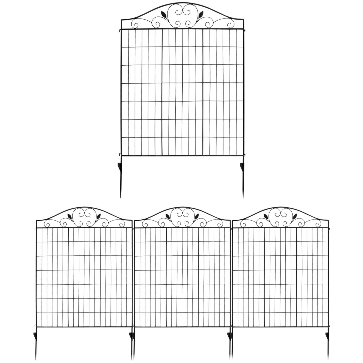 4 Panels Folding Iron Decorative Garden Fence Interlockable