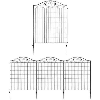 4 Panels Folding Iron Decorative Garden Fence Interlockable