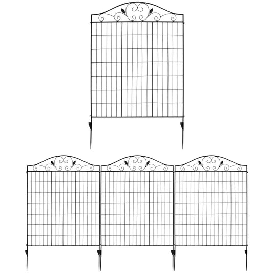 4 Panels Folding Iron Decorative Garden Fence Interlockable