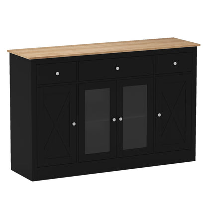 55‚Äù Large Buffet Sideboard Kitchen Storage Modern Coffee Bar Cabinet-Black