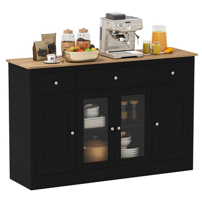 55‚Äù Large Buffet Sideboard Kitchen Storage Modern Coffee Bar Cabinet-Black