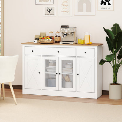 55‚Äù Large Buffet Sideboard Kitchen Storage Modern Coffee Bar Cabinet-White