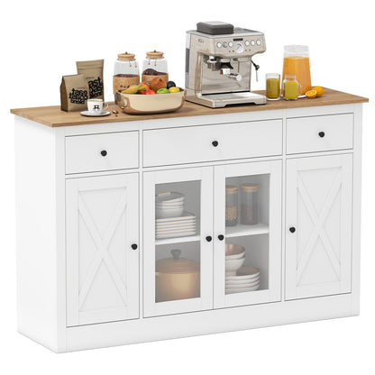 55‚Äù Large Buffet Sideboard Kitchen Storage Modern Coffee Bar Cabinet-White