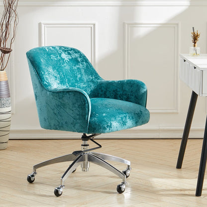 Velvet Upholstered Wheeled Swivel Office Chair