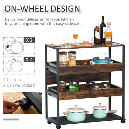 4-Tier Kitchen Cart Storage Trolley w/ Wheels Shelves Kitchen & Dining Room