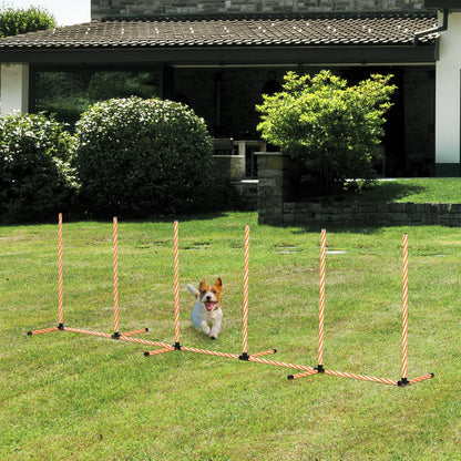 مجموعة أدوات تدريب التعرج من PawHut Dog Agility Weave Poles Course معدات Slalom مع حقيبة