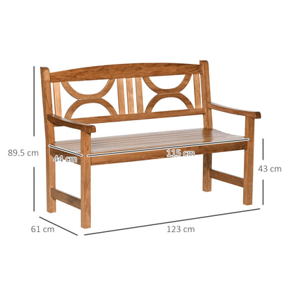 Outsunny 2-Seater Chair, Wooden Garden Bench, Outdoor Patio Loveseat for Yard, Lawn, Porch, Natural