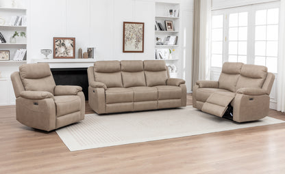 Corley 3 Seater Sofa Beige Stone (Recliner)