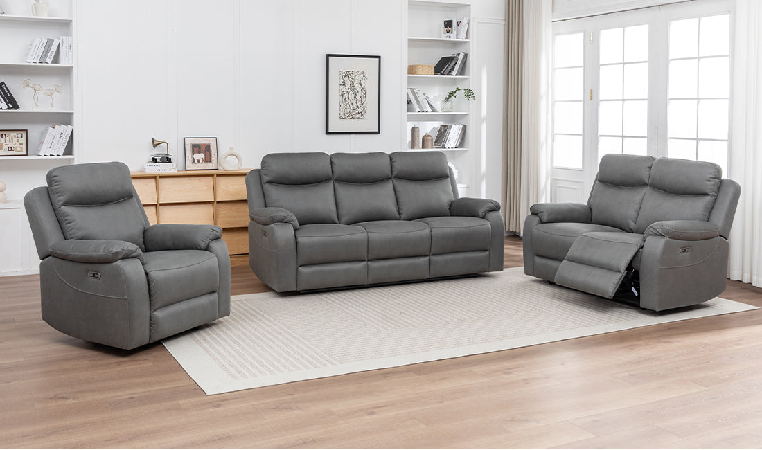 Corley 3 Seater Sofa Grey  (Recliner)