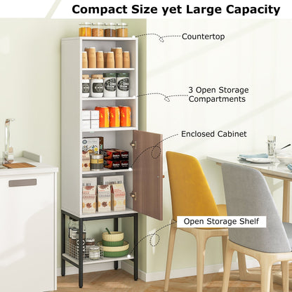146cm Tall Storage Cabinet with Adjustable Shelfs and Bottom Storage-White
