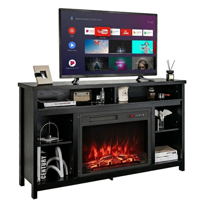 58 Inch TV Stand and Electric Fireplace Bundle with Remote Control