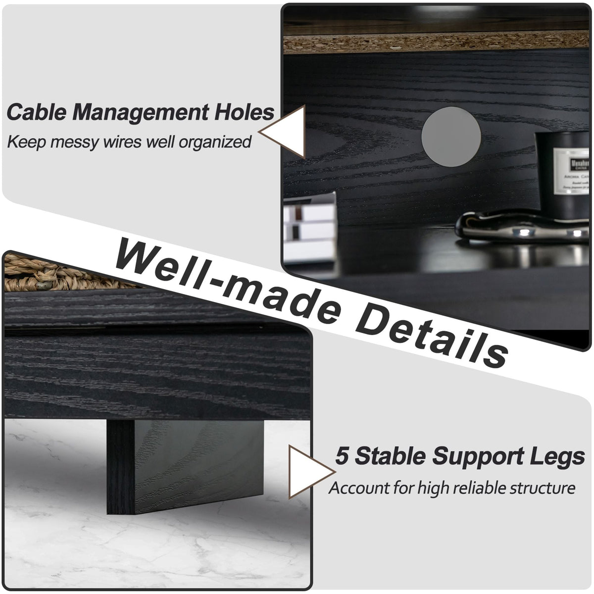 58 Inch TV Stand and Electric Fireplace Bundle with Remote Control