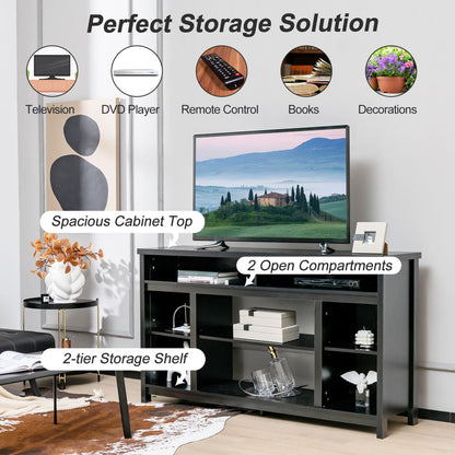 58 Inch TV Stand with Recessed Electric Fireplace Bundle
