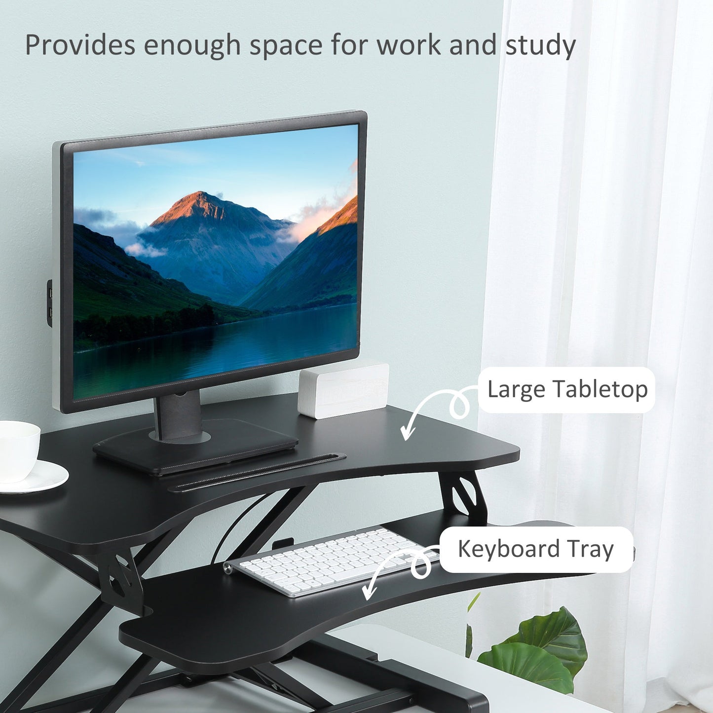 Vinsetto Standing Desk Converter Height Adjustable Sit-Stand Desk w/ Keyboard Tray Black