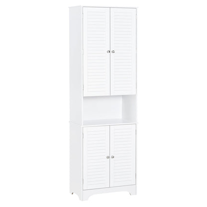 Retro Style Freestanding 6-Tier Bathroom Storage Cabinet White